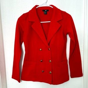 H&M Womens Long Sleeve Double Breast Gold Buttons Front Pockets Red Size S
